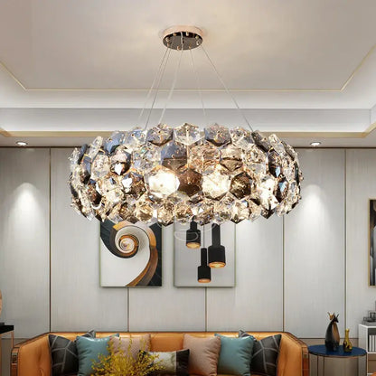 Modern honeycomb crystal wrought iron chandelier dining room light
