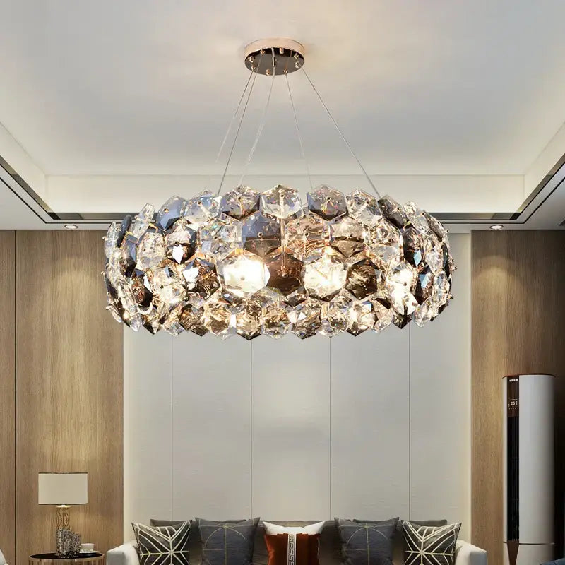 Modern honeycomb crystal wrought iron chandelier dining room light