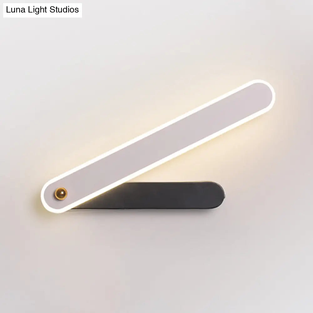 DecorBites™ Modern Hour Hand LED Wall Sconce in Black and White Acrylic with White/Warm Lighting