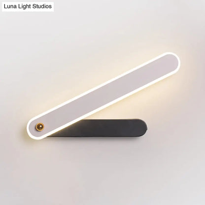 DecorBites™ Modern Hour Hand LED Wall Sconce in Black and White Acrylic with White/Warm Lighting