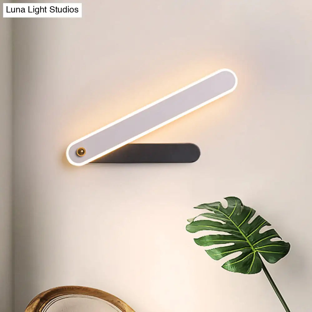DecorBites™ Modern Hour Hand LED Wall Sconce in Black and White Acrylic with White/Warm Lighting