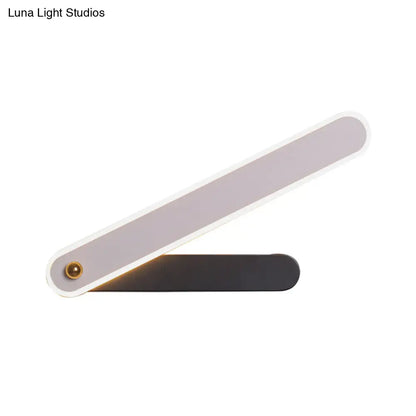DecorBites™ Modern Hour Hand LED Wall Sconce in Black and White Acrylic with White/Warm Lighting