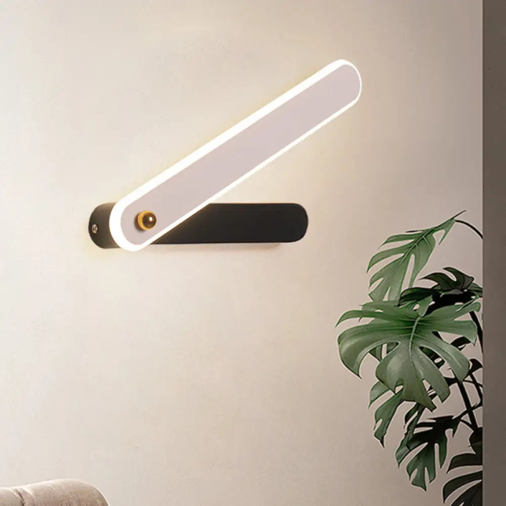 DecorBites™ Modern Hour Hand LED Wall Sconce in Black and White Acrylic with White/Warm Lighting