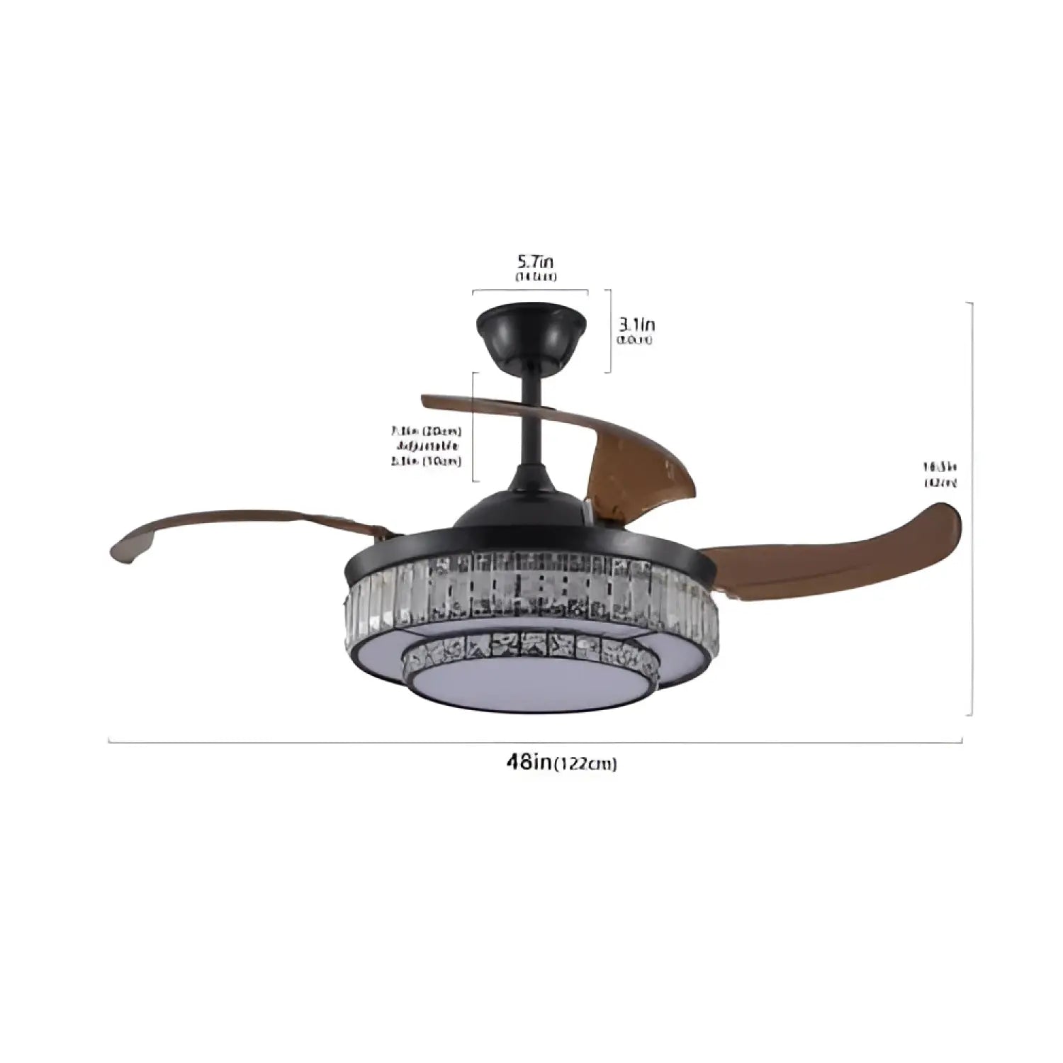 Modern Indoor Ceiling Fan with Retractable LED Light, Remote, and 4 Blades