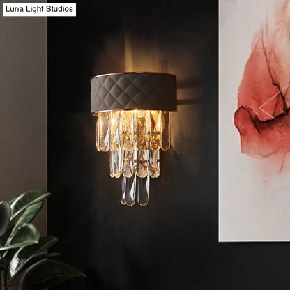 DecorBites™ Modern Indoor Wall Lamp with 2-Head Wall Lighting, Grey Finish, and Crystal Prism Shade