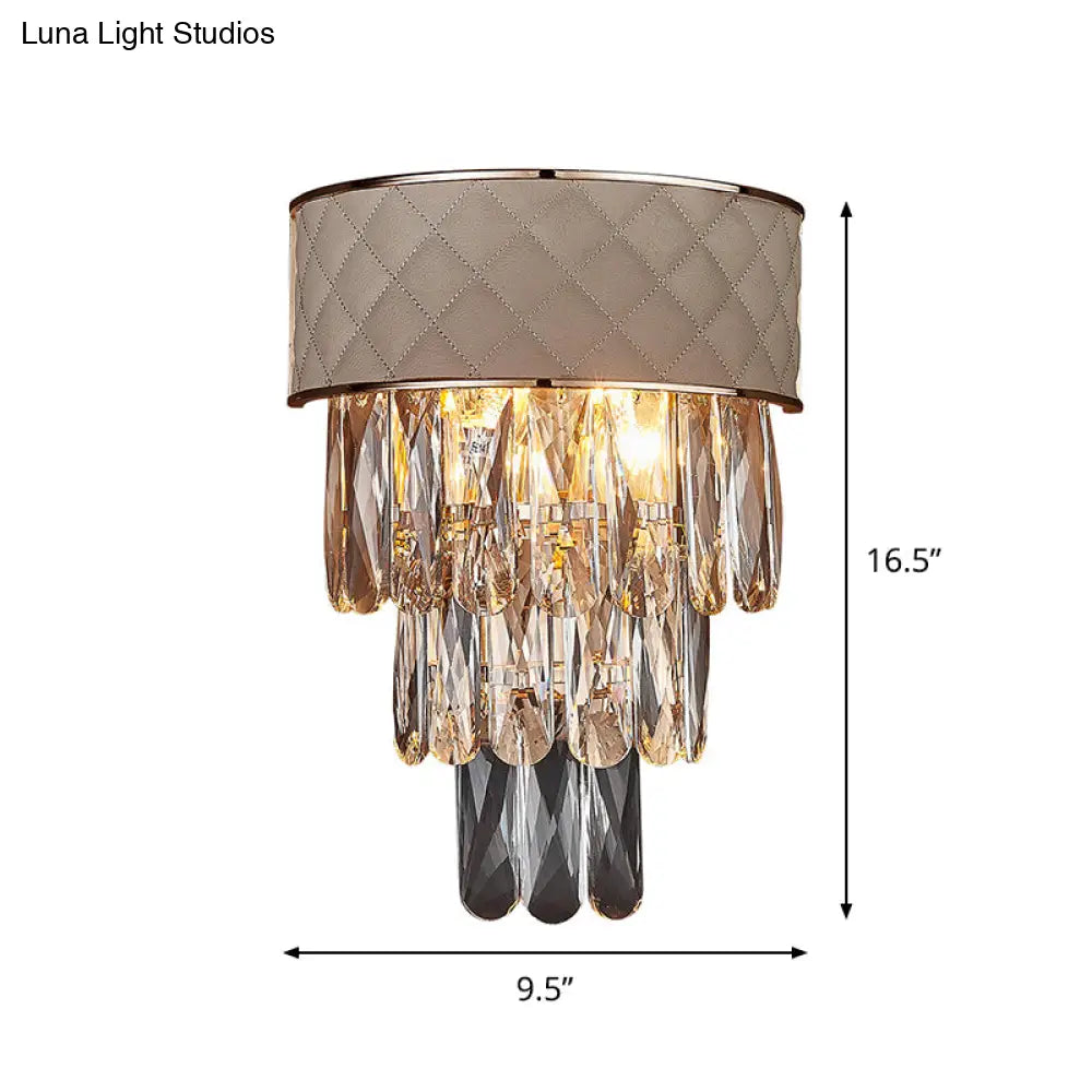 DecorBites™ Modern Indoor Wall Lamp with 2-Head Wall Lighting, Grey Finish, and Crystal Prism Shade