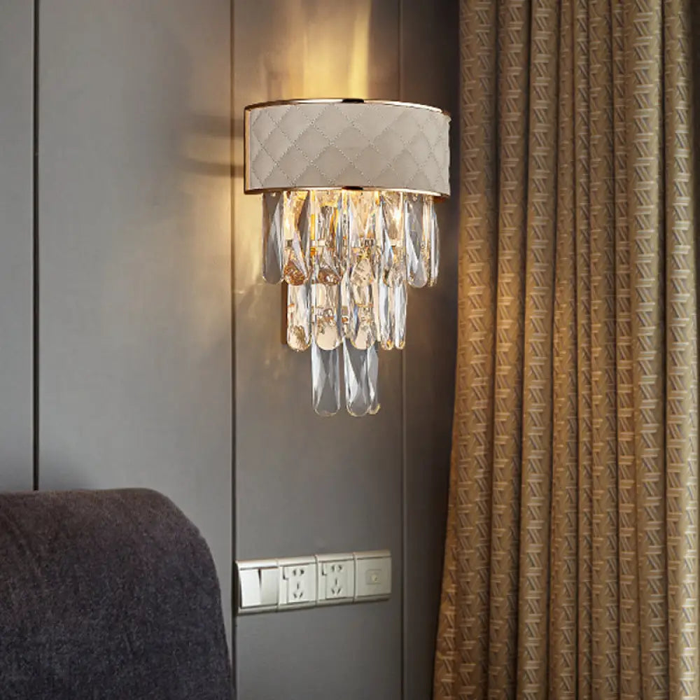 DecorBites™ Modern Indoor Wall Lamp with 2-Head Wall Lighting, Grey Finish, and Crystal Prism Shade