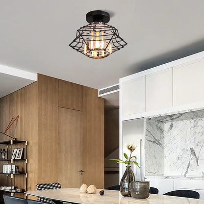 Modern industrial black crystal ceiling chandelier living room light