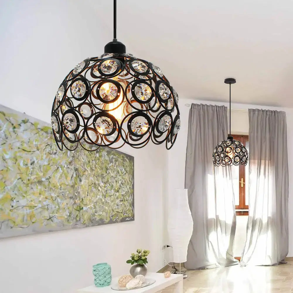 Modern industrial black crystal k9 pendant lamp for kitchen island