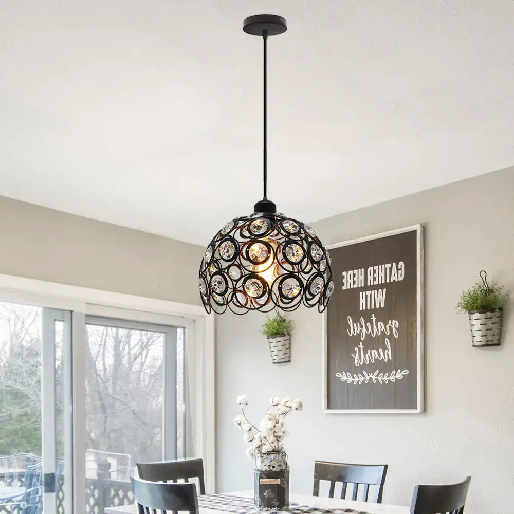 Modern industrial black crystal k9 pendant lamp for kitchen island