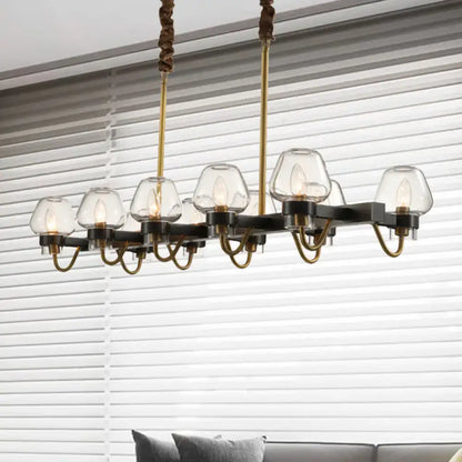 Modern industrial black & gold island chandelier kitchen led light