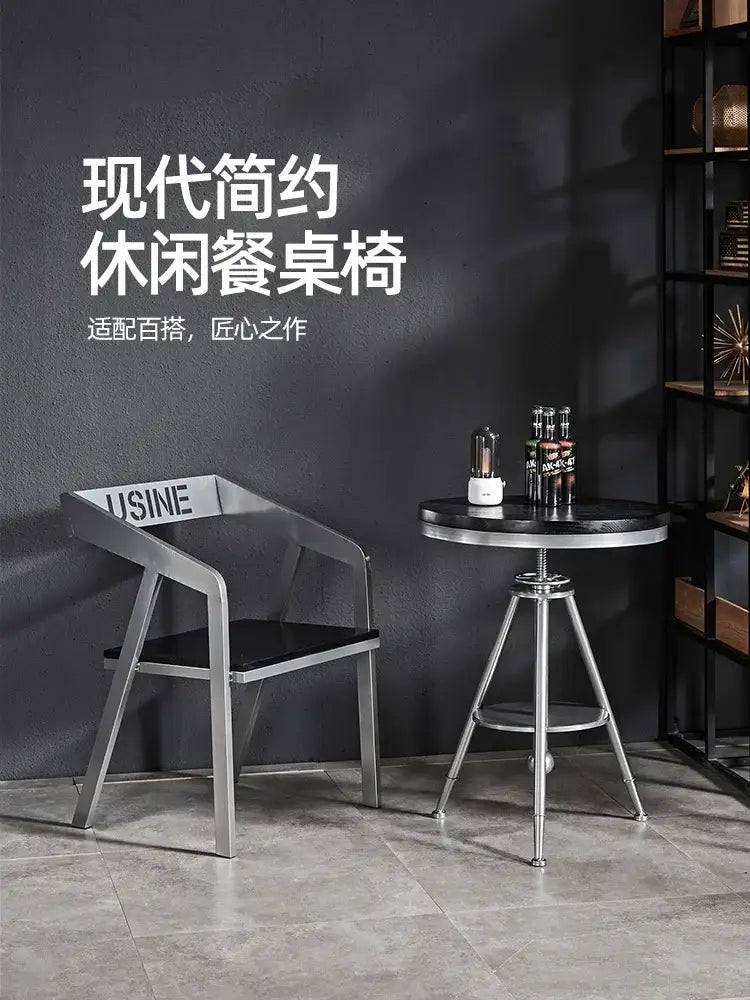 Modern industrial chrome adjustable dining chair for kitchen bar