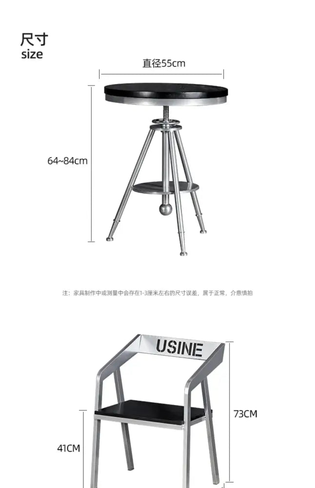 Modern industrial chrome adjustable dining chair for kitchen bar