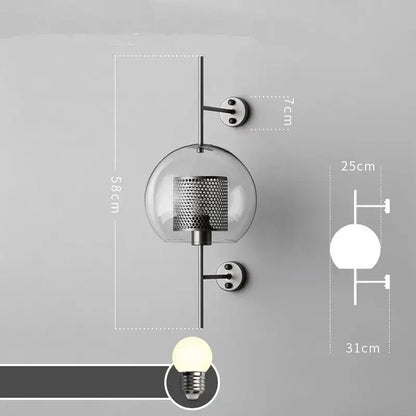 Modern industrial chrome glass wall lights living room sconces