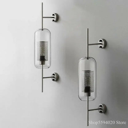 Modern industrial chrome glass wall lights living room sconces