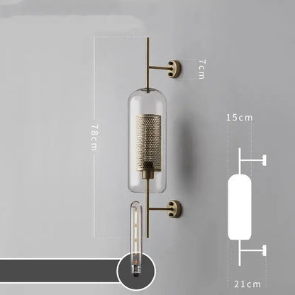 Modern industrial chrome glass wall lights living room sconces
