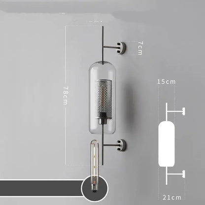 Modern industrial chrome glass wall lights living room sconces