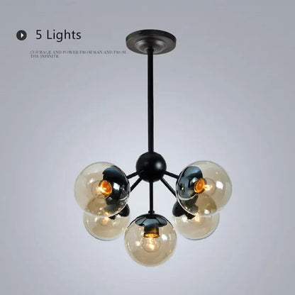 Modern industrial glass bean pendant light living room chandelier