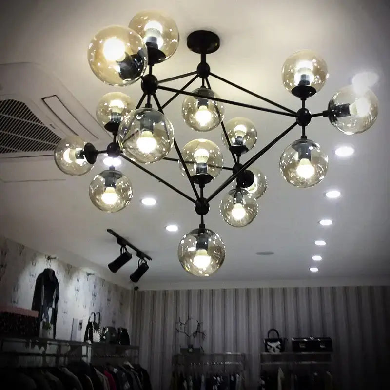 Modern industrial glass bean pendant light living room chandelier