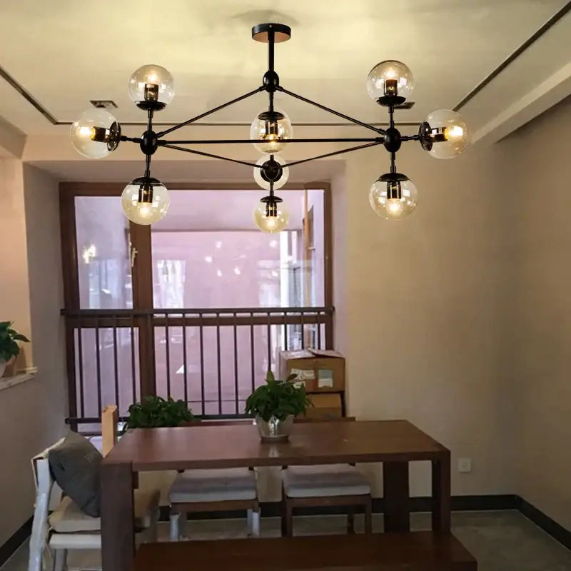 Modern industrial glass bean pendant light living room chandelier
