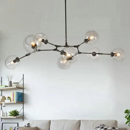 Modern industrial globe glass chandelier dining room black light