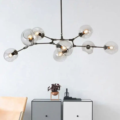 Modern industrial globe glass chandelier dining room black light