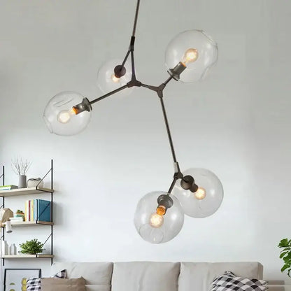 Modern industrial globe glass chandelier dining room black light