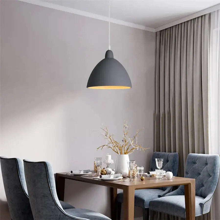 Modern industrial gray & black pendant light – living room geometric