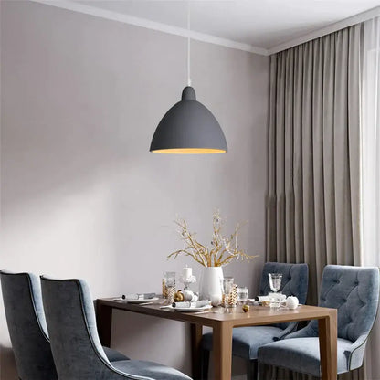 Modern industrial gray & black pendant light – living room geometric