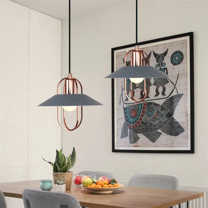 Modern industrial gray & black pendant light – living room geometric