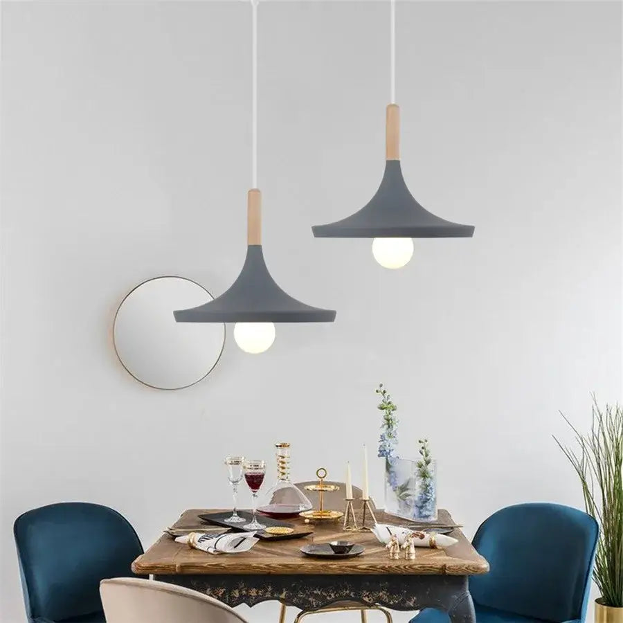 Modern industrial gray & black pendant light – living room geometric