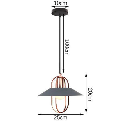 Modern industrial gray & black pendant light – living room geometric
