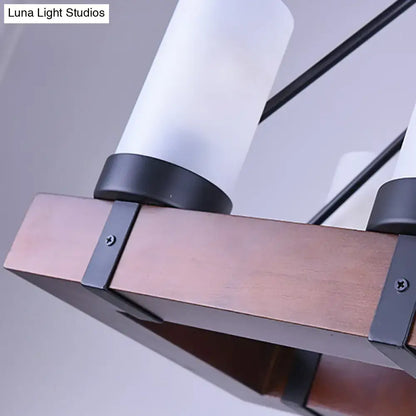 Modern industrial opal glass black rectangular chandelier kitchen light