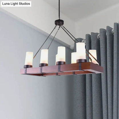 Modern industrial opal glass black rectangular chandelier kitchen light