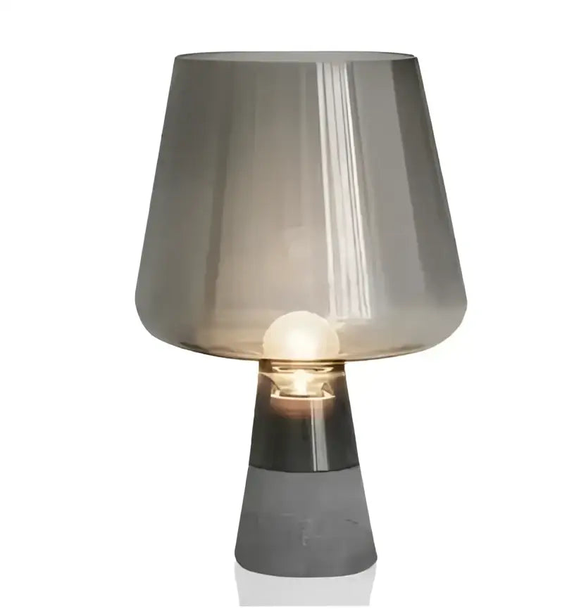 Modern industrial smoked glass and cement table lamp bedroom light