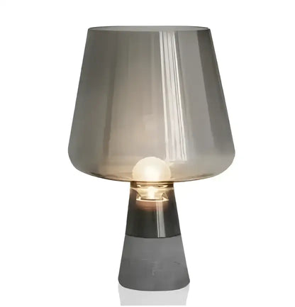 Modern industrial smoked glass and cement table lamp bedroom light