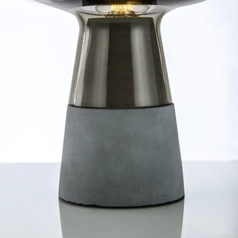 Modern industrial smoked glass and cement table lamp bedroom light