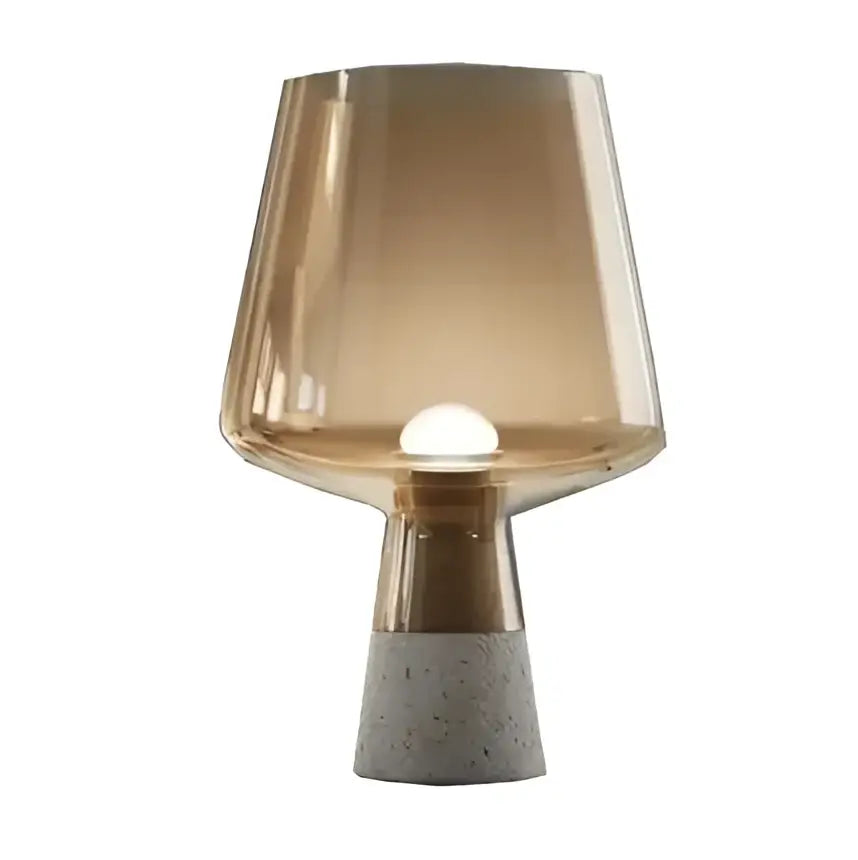 Modern industrial smoked glass and cement table lamp bedroom light
