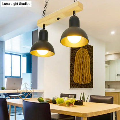 Modern industrial white island light – dining table wood pendant