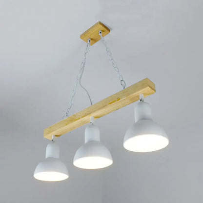 Modern industrial white island light – dining table wood pendant