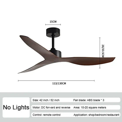 Modern industrial wind ceiling fans with wood blades for living room