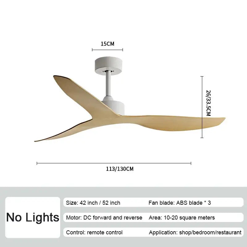 Modern industrial wind ceiling fans with wood blades for living room