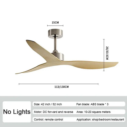 Modern industrial wind ceiling fans with wood blades for living room