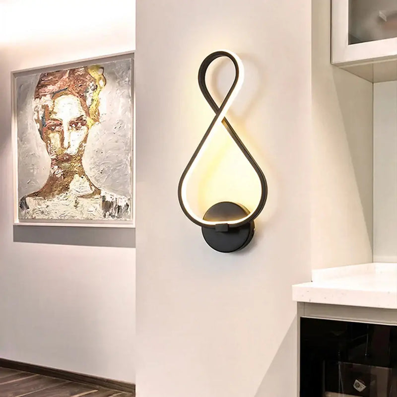 Modern infinity black led wall light – living room sconce