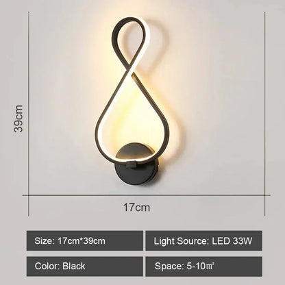 Modern infinity black led wall light – living room sconce