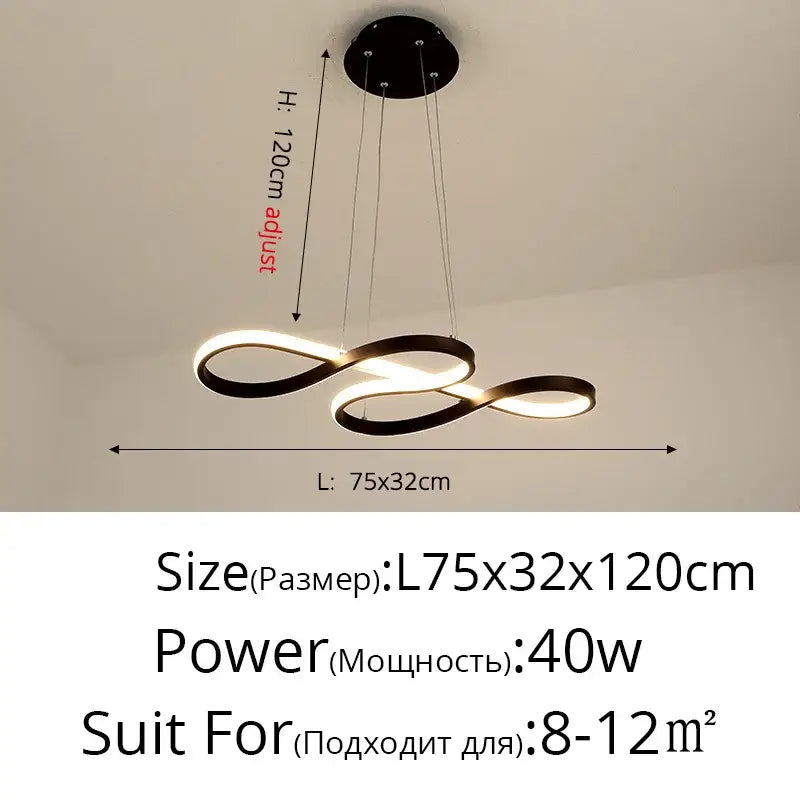 Modern infinity loop gold led pendant light dining room