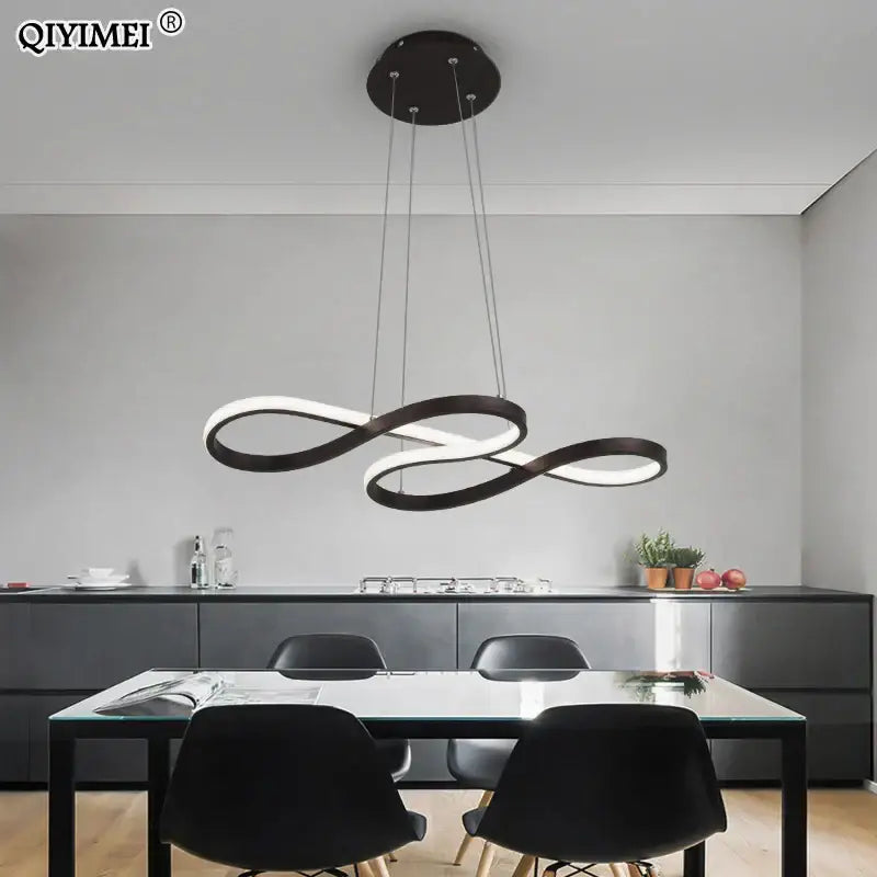 Modern infinity loop gold led pendant light dining room