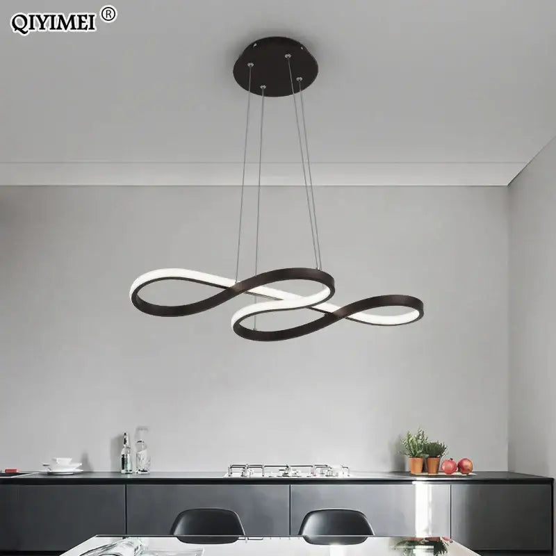 Modern infinity loop gold led pendant light dining room