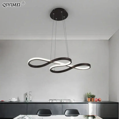 Modern infinity loop gold led pendant light dining room