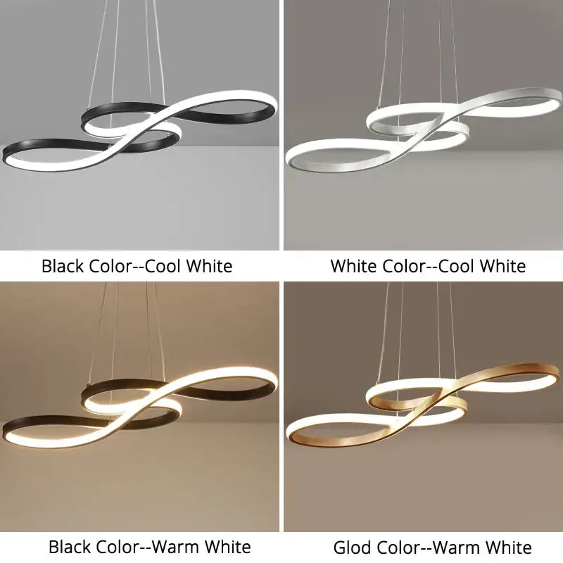Modern infinity loop gold led pendant light dining room